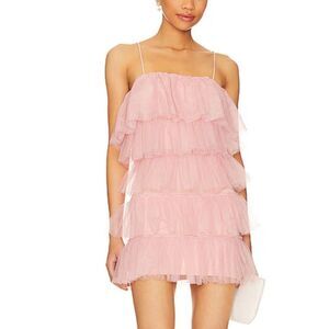 More To Come Millie Mini Dress Pink Ballerina ruffle tulle Party Revolve NWT XL